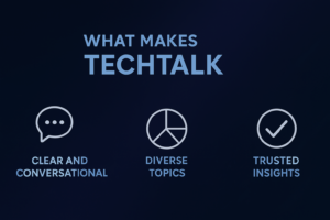Illustration showing TechTalk’s user-friendly features and approach